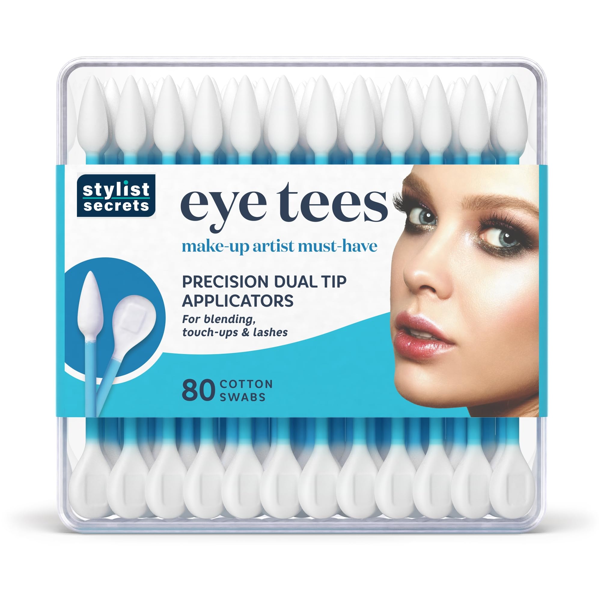 Fran Wilson EYE TEES COTTON TIPS 80ct (6 PACK) | Precision Makeup Applicator & Double-sided Swabs