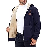 Herberton Men's Zip Up Sherpa-Lined Hoodie Jackets Winter Midweight Fleece Sweatshirt