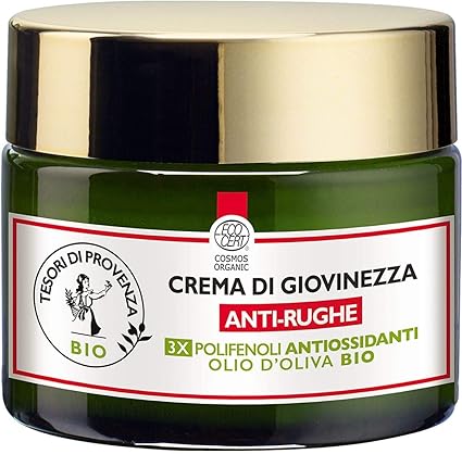 Tesori Di Provenza Crema Viso Anti Rughe Giorno Bio Crema Di Giovinezza Con Olio D Oliva Biologico Ricco In Polifenoli Antiossidanti 50 Ml Amazon It Bellezza