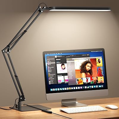 SKYLEO LED Desk Lamp with Slim Base Dimmable 1300LM 12W Black