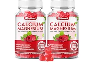 UPNEUTRI Calcium Magnesium Zinc with Vitamin D3 Gummies, Sugar Free Calcium Supplements for Women Men, High Absorption Zinc Gummies for Bone & Muscle & Immune Health, Vegan Raspberry Flavor - 120 Count