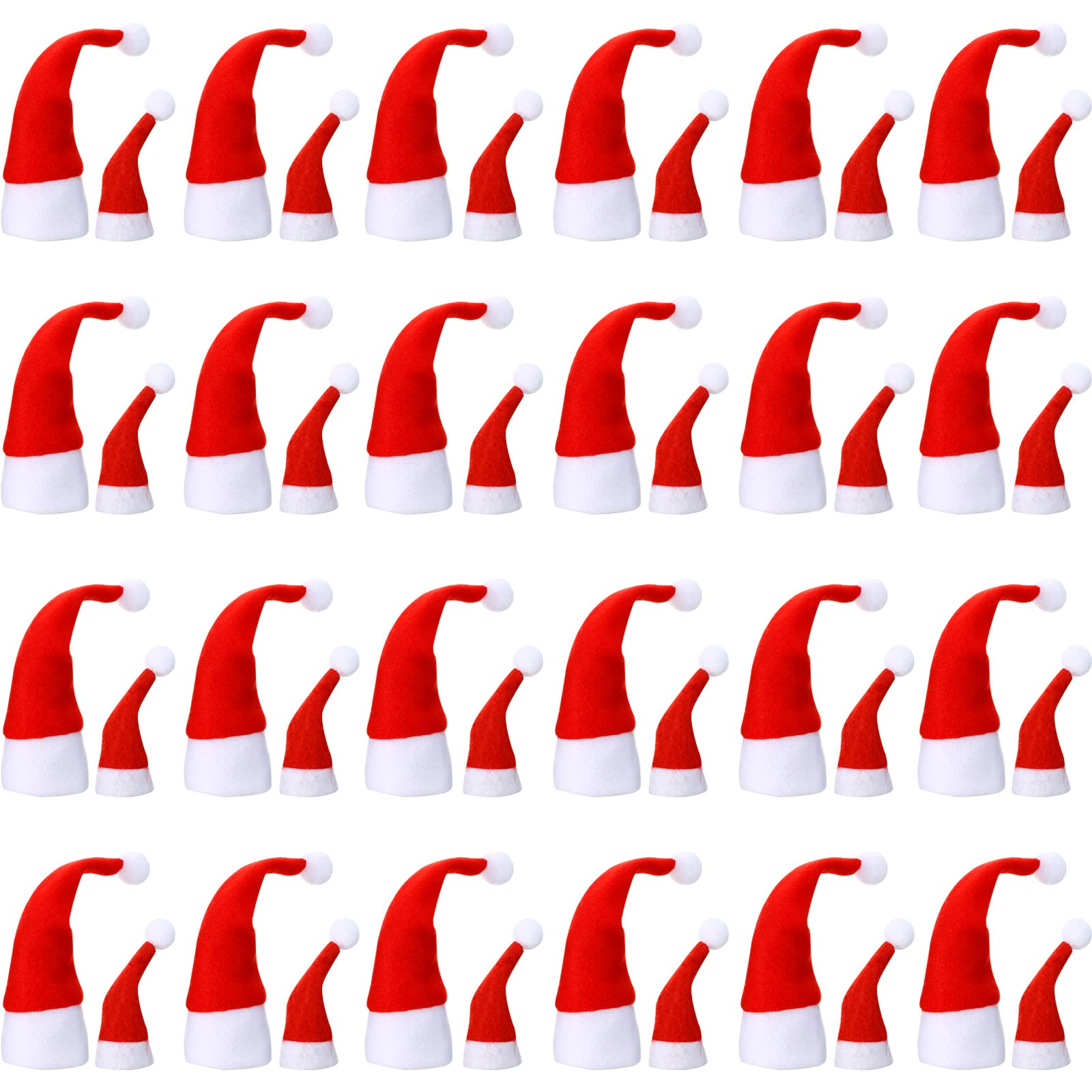 48 Pieces Mini Santa Hats, Mini Christmas Hats, Mini DIY Christmas Hat for Doll Crafts Decoration, Lollipop Candy Cover, Cup Bottles Cover, Home Christmas Decoration