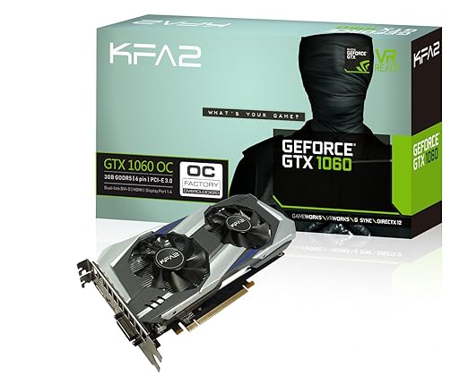 KFA2 Nvidia GeForce GTX 1060 OC 3GB, 60NNH7DSL9CK, schwarz