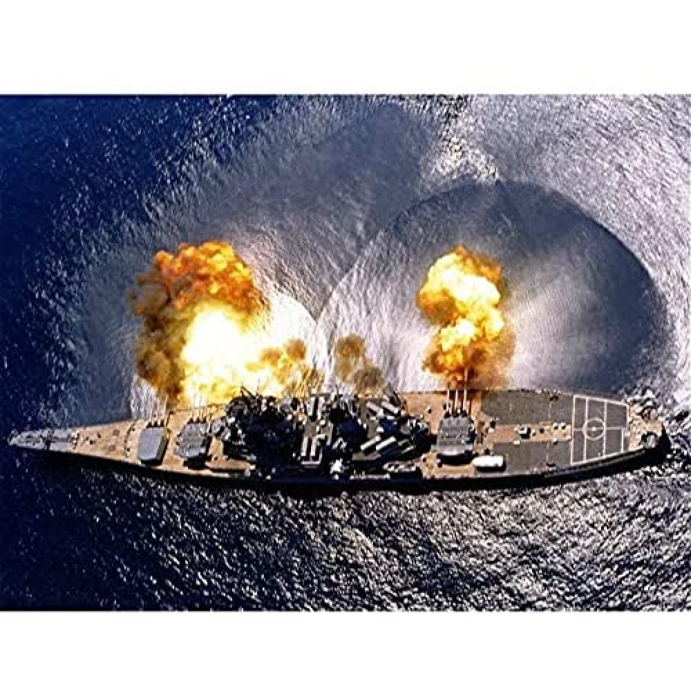 Elliot Military USA Navy USS Iowa Fires Broadside Photo Art Print Canvas Premium Wall Decor Poster Mural