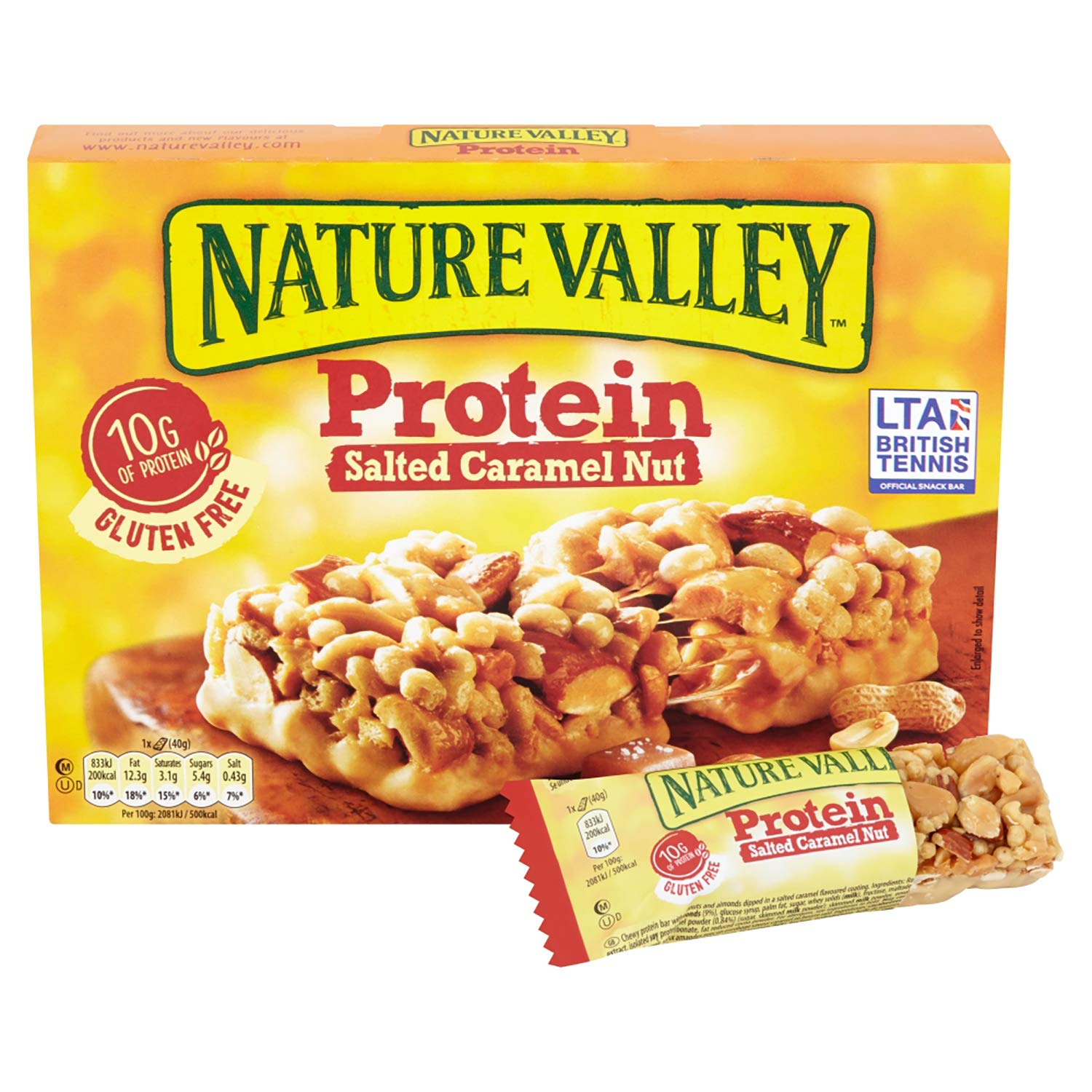 Nature Valley Protein Salted Caramel Nut Gluten Free Cereal Bars 40g