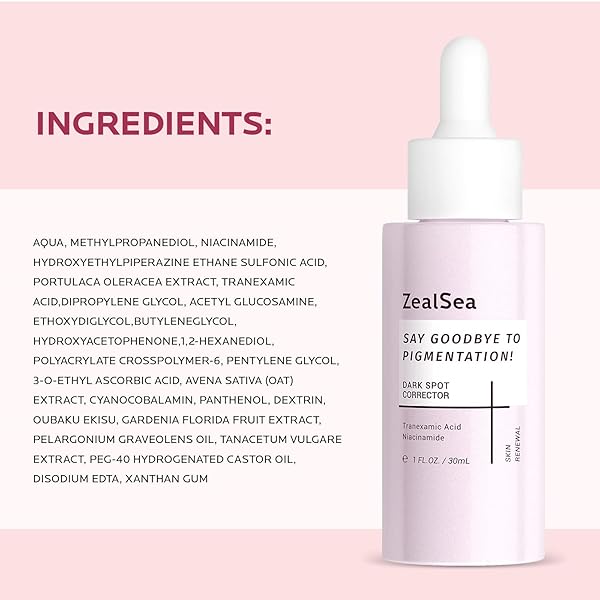 ZEALSEA DARK SPOT CORRECTOR SERUM,EFFECTIVE HYPERPIGMENTATION MELASMA TREATMENT, DARK SPOT REMOVER FOR FACE, GENTLE SKIN CARE FOR ACNE SPOT, BLEMISH SPOT, SUN SPOT, BRIGHTENING FACE SERUM FOR WOMEN