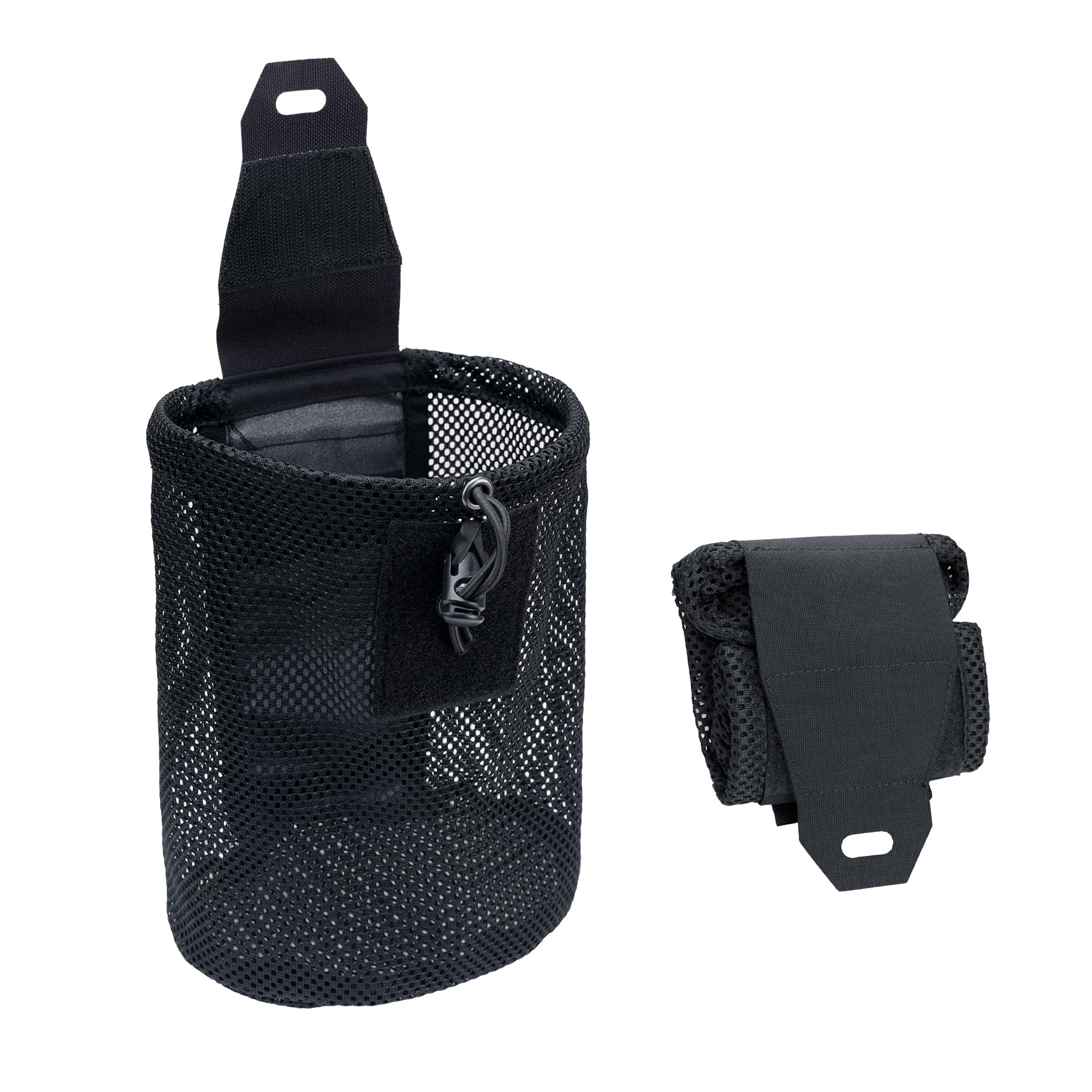 IDOGEAR SPORTS Tactical Molle Dump Pouch Foldable Mag-Net Drawstring Recycle Pouch Recovery Tool Pack for Molle Belt Tactical Vest Backpack (Black)