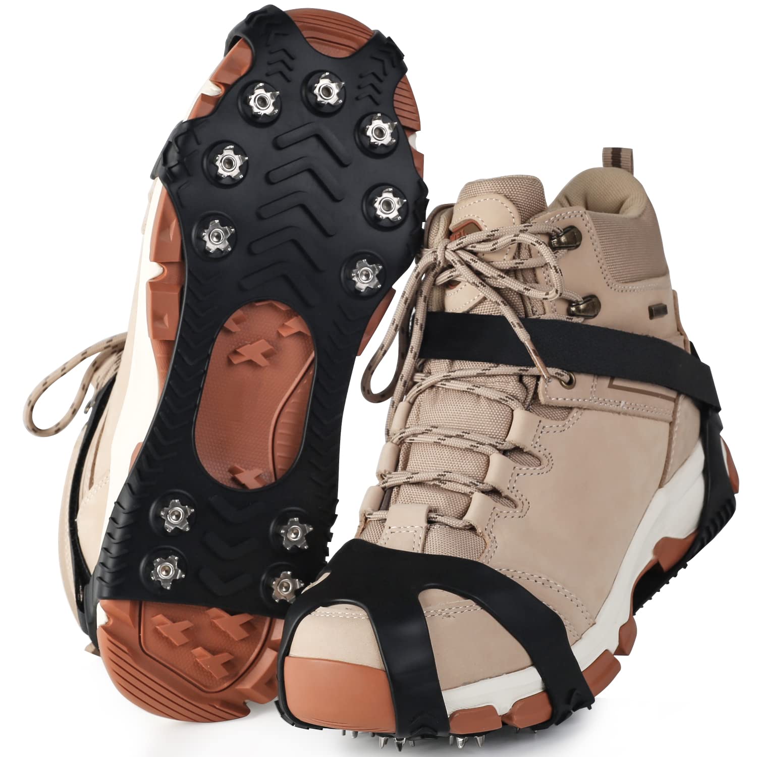 Ceestyle Stainless Steel Micro Spike Crampons, Anti Slip Shoe Grips For Women Men Kids, Crampons Ice Cleats Traction Snow Grips For Hiking Walking Fishing Mountaineering Boots