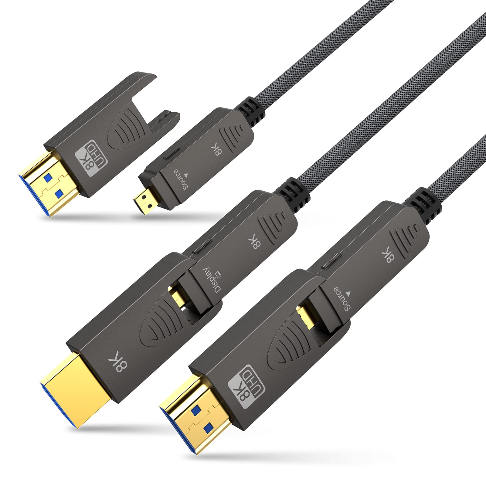 Photo 1 of BIFALE 8K Fiber Optic HDMI 2.1 Cable 25ft, Detachable 8K HDMI 2.1 Cable Support eARC, 48Gbps, 8K@60Hz, 4K@120Hz with Dual Micro HDMI for RTX 3080/3090, Xbox Series X, PS5, Denon AV Receiver