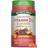 Nature's Truth Vitamin D3 Gummies | 5000 IU | 60 Count | Peach Flavor | Vegetarian, Non-GMO &amp; Gluten Free Supplement