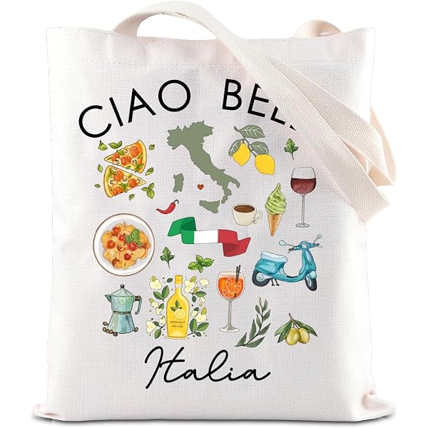 WCGXKO Italien-Motiv Tragetasche – ‘In My Italy Era’, 23,5x17 Cm, Aus Segeltuch, Für Kosmetik & Reisen