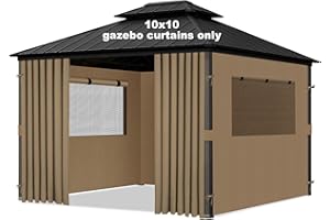 Bstge 10'x10' Gazebo Curtains Outdoor Waterproof, 4-Panels Sidewalls with Zipper, Universal Replacement for Patio Privacy Screen(Only Curtains)