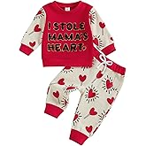 FYBITBO Baby Boy Girl Valentines Outfit Lover Boy Sweatshirt Shirt Sweater Red Heart Pants Toddler Valentines Clothes