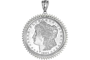 SABRINA SILVER Sterling Silver Cubic Zirconia Silver Dollar Bezel CZ Halo 38 mm Mexican Olympic Coins Prong Back Coin NOT Included