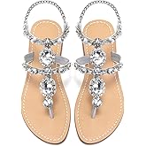 ZhuLinFeng Women'S Rhinestone Gladiator Sandals Flat Wedding Sandals Gem Pearl Sparkling Bridal Bridesmaid Sandals Blue Bohemian Sandals