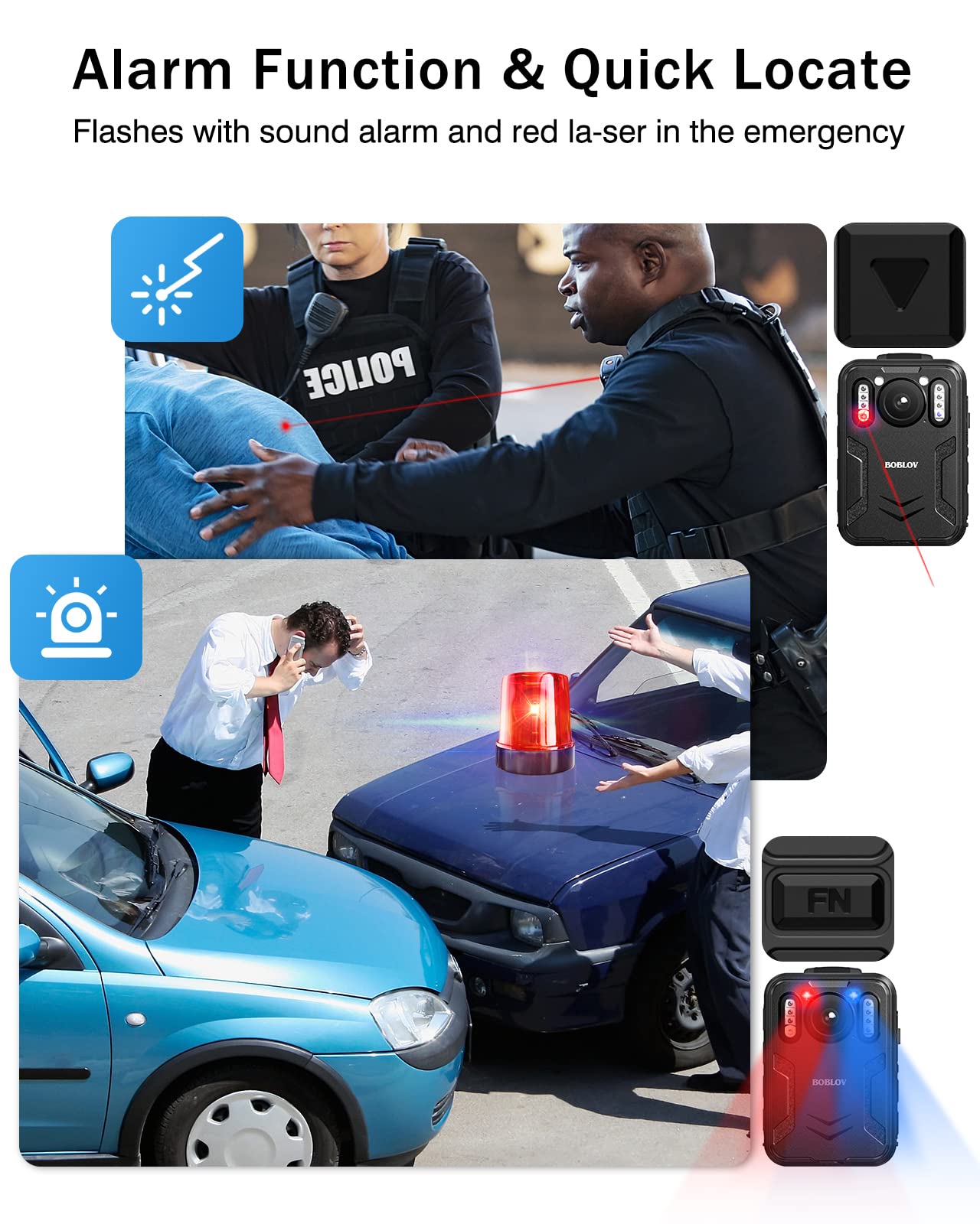 BOBLOV B4K2 128/256GB 4K Body Worn Camera with GPS, Two 3000mAh Batteries for 12hours Record Total, 4K Camcorders Video Camera with Charging Dock