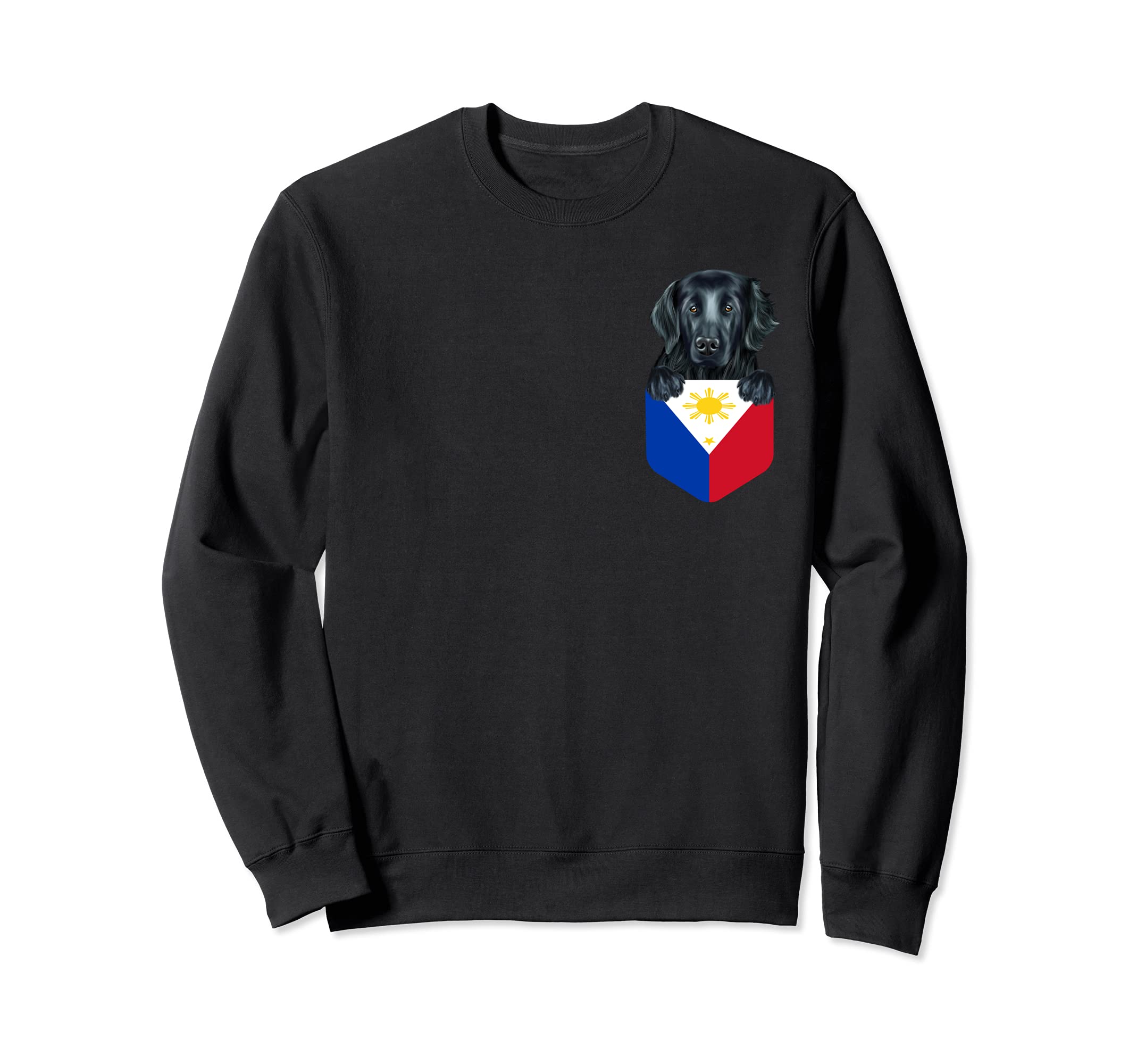 Philippines Flag Flat-Coated Retriever Dog In Pocket Sweatshirt