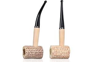 Joyoldelf Corn Cob Tobacco Pipe Set - Corncob Pipe with Straight and Bent Pipe Stem, Smoking Pipe Kit with 5mm Pipe Filter and Pipe Cleaners for Beginner