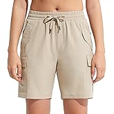 MOCOLY Womens Hiking Cargo Shorts 8" Quick Dry Lightweight Golf Shorts for Camping Travel Athletic with Zipper Pockets