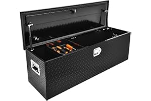 YITAMOTOR Heavy Duty Aluminum Truck Bed Tool Boxes 49 Inch with Sliding Shelf, Diamond Plate ToolBox for Pick Up Truck RV Trailer, Chest Storage Organizer with Lock and Keys