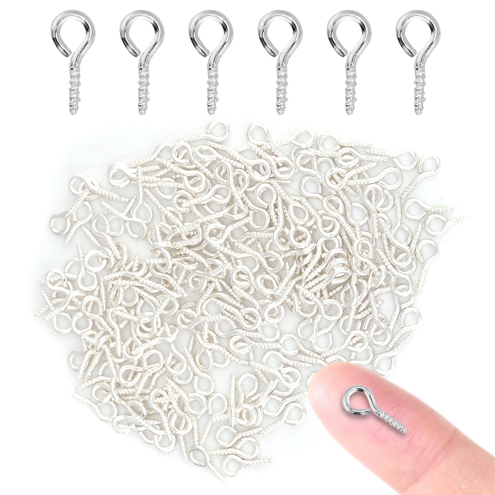 Premium 200-Pack Jewelry-Making Screws & Threaded Eye Pins – Silver-Plated, Tapped for Pendants, DIY Craft Projects