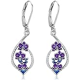 Rose/Cherry Blossoms/Lily of the Valley/Hibiscus/Rose/Sunflower/Monstera/Tulip/Orchid Earrings S925 Sterling Silver Flower Dangle Earrings Jewelry for Women