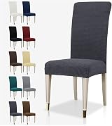 MAXIJIN Jacquard Stretch Dining Chair Slipcovers Grey 4 Pack Parson Chair Covers