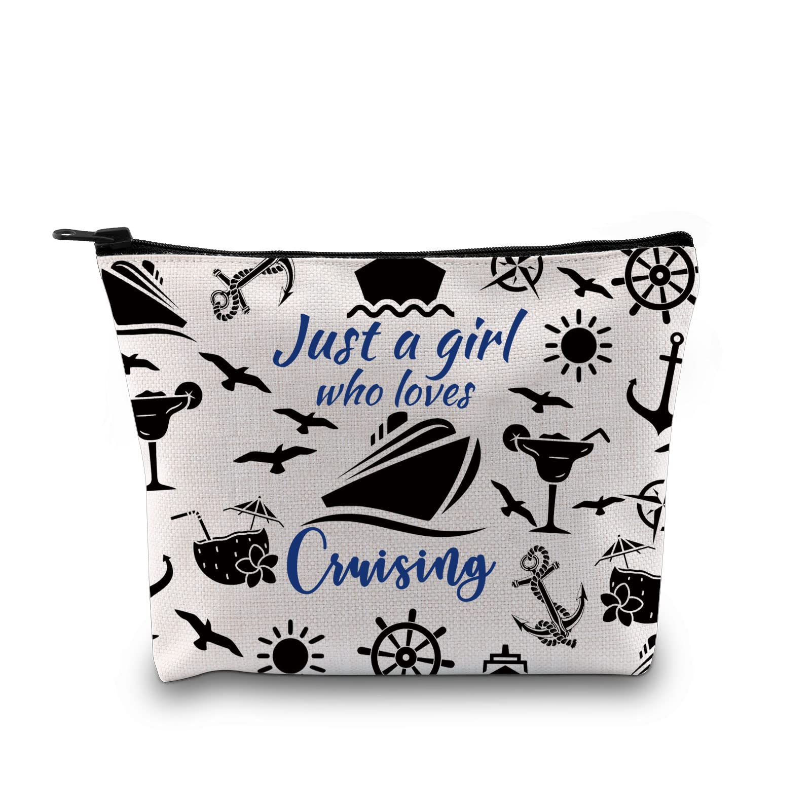 Cruise Trip Vacation Gift Family Cruise Gift Just a Girl Who Loves Cruising Travel Makeup Bag Cruising Lover Gift (Loves Cruising Bag EU)