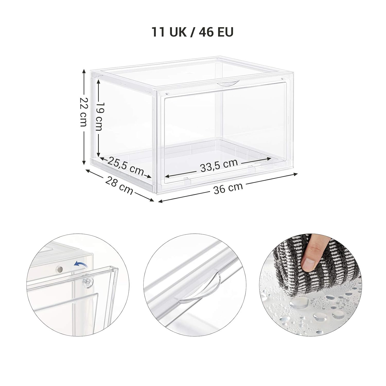 stapelbarer Schuh-Organizer schwarz LSP03CB 3er Set Kunststoffbox mit