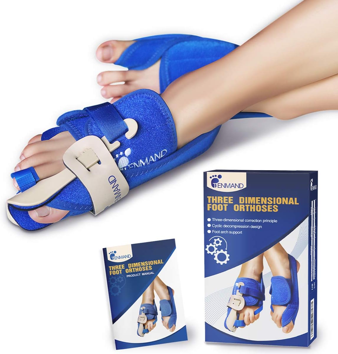Best Three-Dimensional Orthopedic Bunion Correctors Toe Straighteners Adjustable Bunion Splint Night Time for Big Toe Hallux Valgus Corrector Bunion Relief for Woman and Man (Right, Medium)
