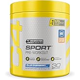 C4 Sport Pre Workout Powder with 135mg Caffeine, Blue Raspberry, 30 Serv | Zero sugar, creatine monohydrate, and CarnoSyn beta-alanine for energy and endurance.