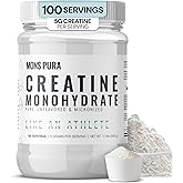 Mons Pura 100% Pure Micronized Creatine Monohydrate Powder (500g) - Unflavored Monohydrate Creatine for Men & Women to Support Muscle Growth, Strength & Recovery - 5g Per Serving (100 Servings)