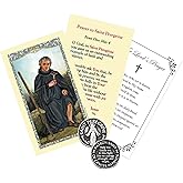 Laminated St Peregrine Prayer Card with St Peregrine Token, The Lord's Prayer Card - Catholic Holy Saint Cards, St Peregrine Patron Saint of Cancer Patients Pocket Prayer Token |Set of 5 Items