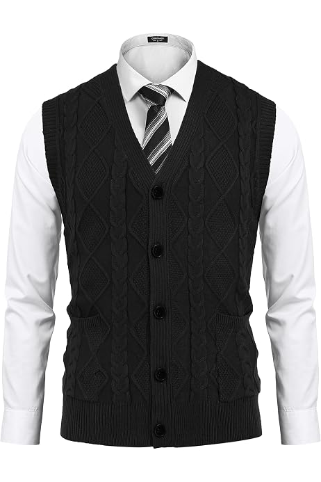 PAUL JONES Mens Cable Knit Sweater Vest 