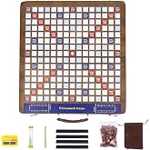 MrCarbon Wooden Folding Crossword Board Game &ndash; Word Game Set with 100 Letter Tiles, Sand Timer, Pencil, Racks &amp; Bag &ndash; Portable Wooden Game for Adults &amp; Family