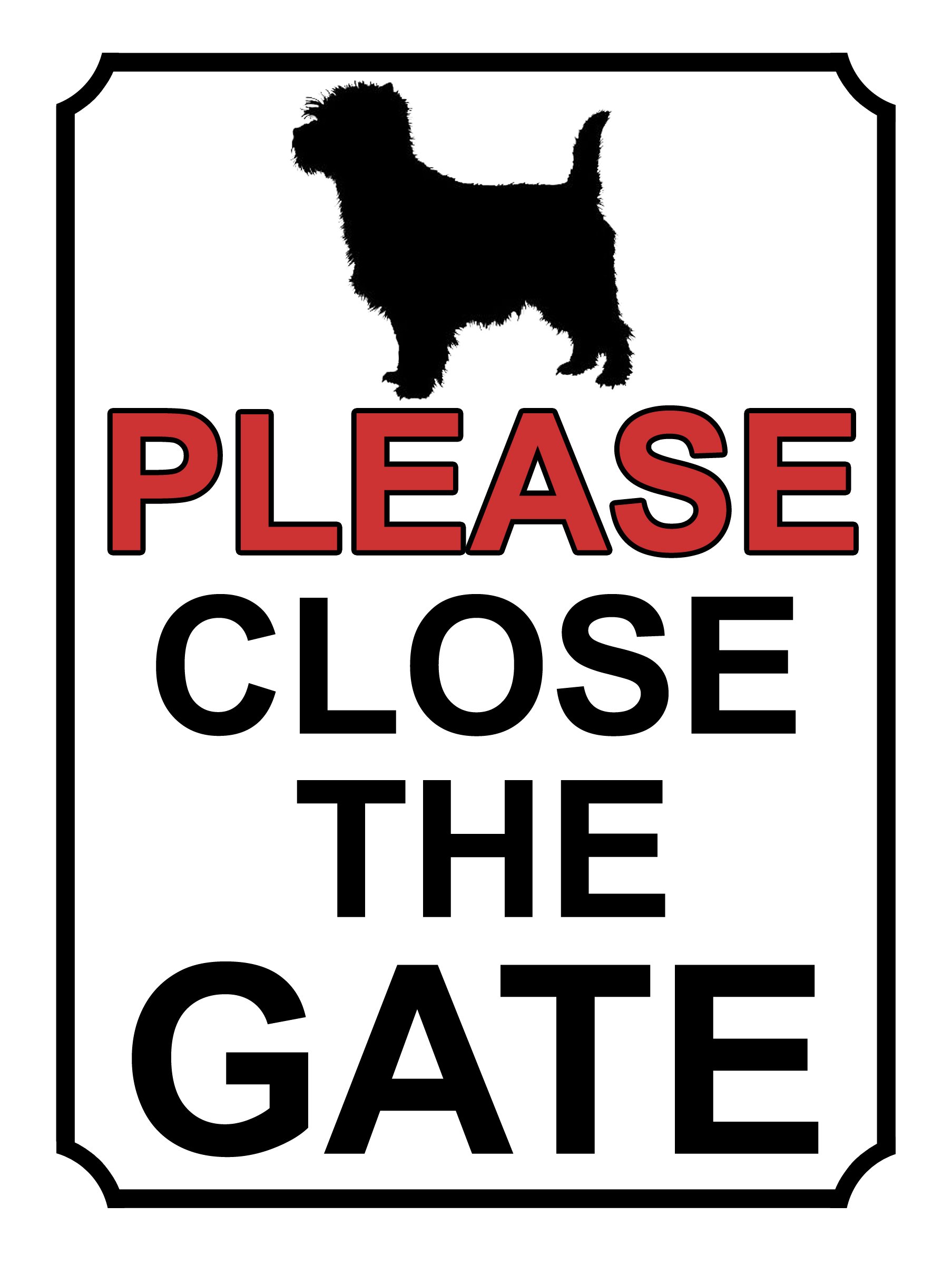 SHAWPRINT PLEASE CLOSE THE GATE DOG THEME METAL SIGN 267MM X 200MM (405H1L) LARGE 10" X 8"