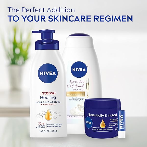 NIVEA INTENSE HEALING BODY LOTION FOR VERY DRY, ITCHY SKIN WITH GLYCERIN, PROVITAMIN B5 AND NIACINAMIDE, 72-HOUR BODY MOISTURIZER, 16.9 FL OZ PUMP BOTTLE