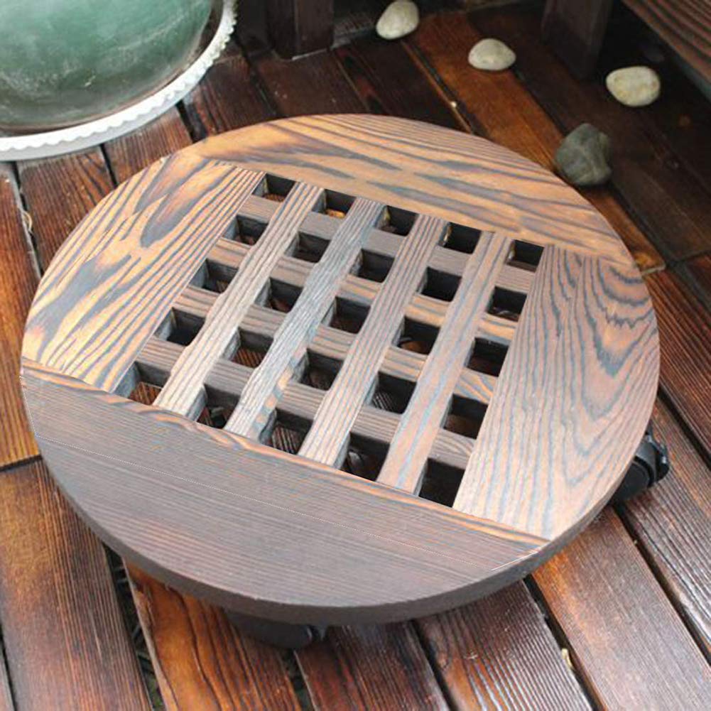 Carrello Portavasi In Legno Con Ruote, Sottovaso Rotondo Per Fiori Carrello Portavasi Con Ruote Per Casa E Giardino 25 Cm 90765224