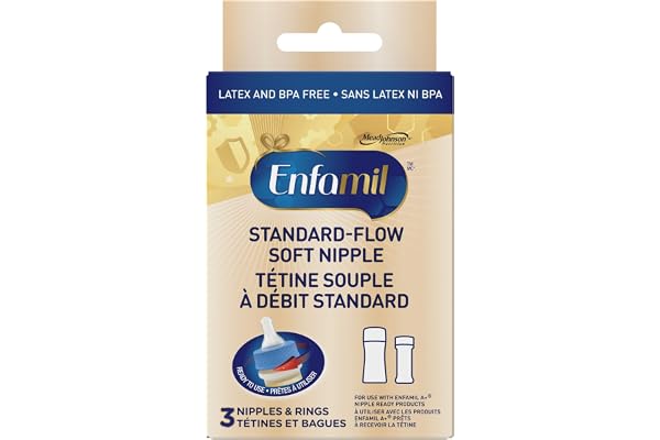 Enfamil A+ Standard-Flow Soft Nipples, 3 count, yellow, 3 nipples and 3 rings