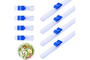 MOZEAT LENS Plastic Wrap Slide Cutter, 4 Pcs Wrapping Paper Cutter Slider Wrap Dispenser with Cutter, Self-Adhesive Plastic Wrap Slide Cutter, Two Way Sliding Cutter Paper Slicer for Kitchen and Office Supplies