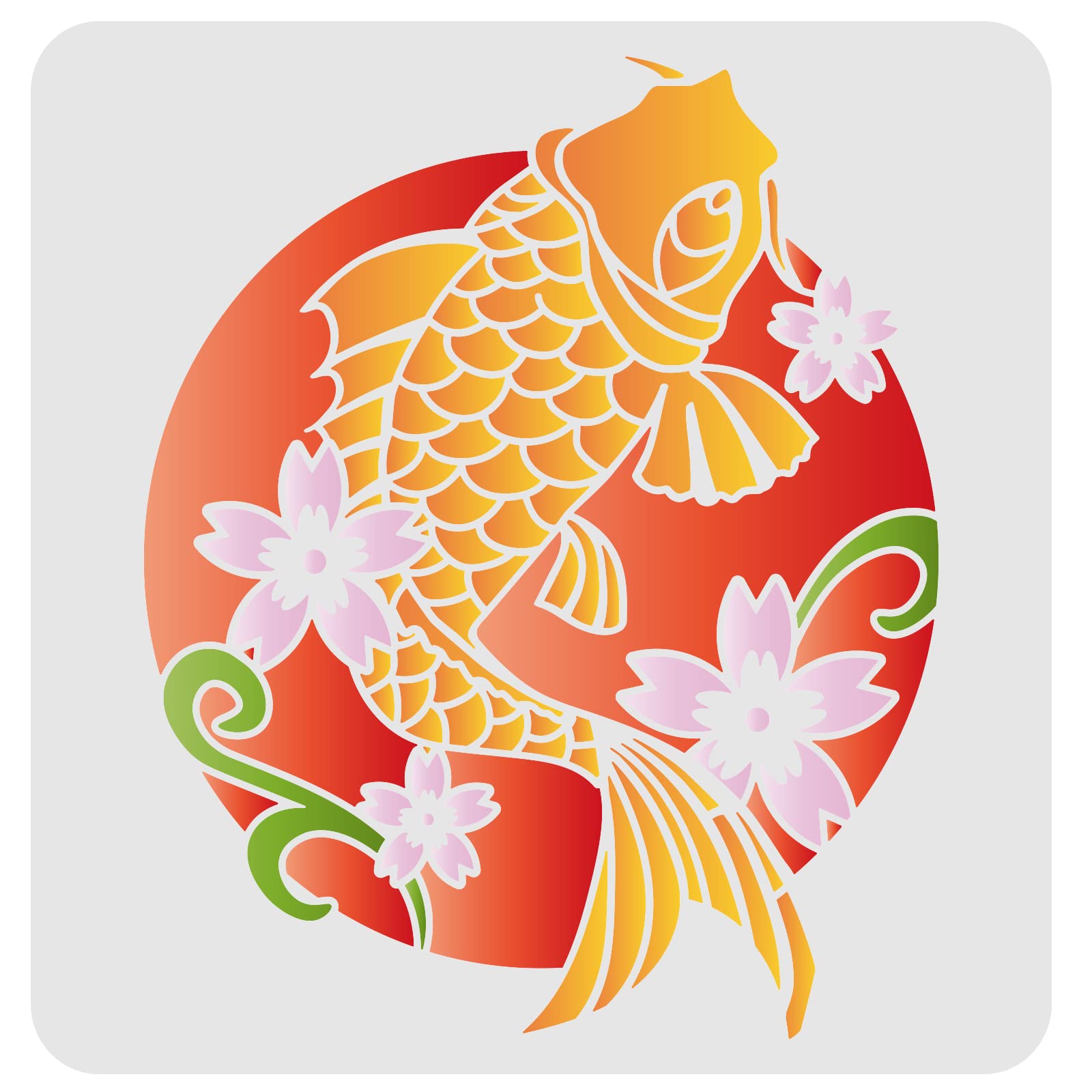 FINGERINSPIRE Koi Fish Stencils 30x30cm Fancy Carp Drawing Painting Stencils Koi Flower Leaf Pattern Wall Stencils Washable Reusable DIY Art Craft for Painting on Wood, Floor, Wall and Tile