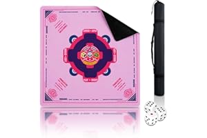QAZWQAZ Mahjong Mat Neoprene (33"x33") Noise Reduction Non-Slip, American Mahjong Table Mat with 3 Dice & Carrying Bag, Mah Jongg Mats for Table, Poker, Card, Dominoes, Tile & Board Games (Pink)