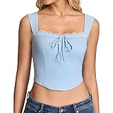 KUTUMAI Lace Corset Top Cute Tie Square Neck Bustier Y2K Going Out Crop Tops for Women Summer 2026