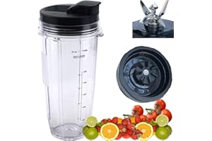 ABTER Replacement blender Blade and 24oz Cup Accessories with Lid, Only Compatible with Nutri Ninja SS150,SS151,SS300, SS350,SS351, CO351B, SS100, SS101, CO101B,SS400,SS401
