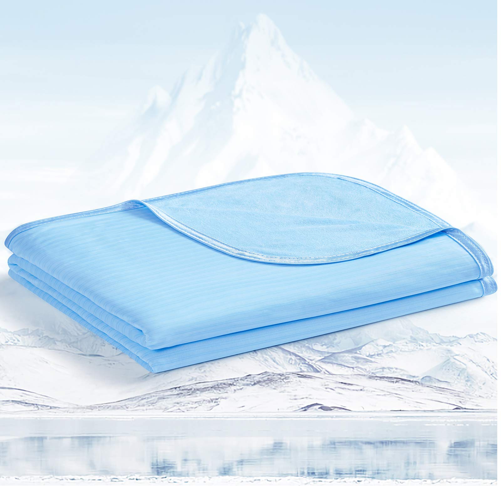 Avoalre Cooling Blanket 200x220cm Bamboo Arc-Chill 3.0 Cool Fiber Q-MAX>0.5 Summer with Double-sided Design Absorb Heat Soft Lightweight Cool Bed King Size Bleu