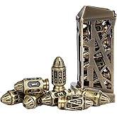 UDIXI Metal DND Bullet Dice Set, Polyhedral Metal Dice Set for D&amp;D RPG | Ancient Bronze Color, Magazines Container and PU Leather Bag, for Dungeons and Dragons Role Playing Games and Tabletop Games