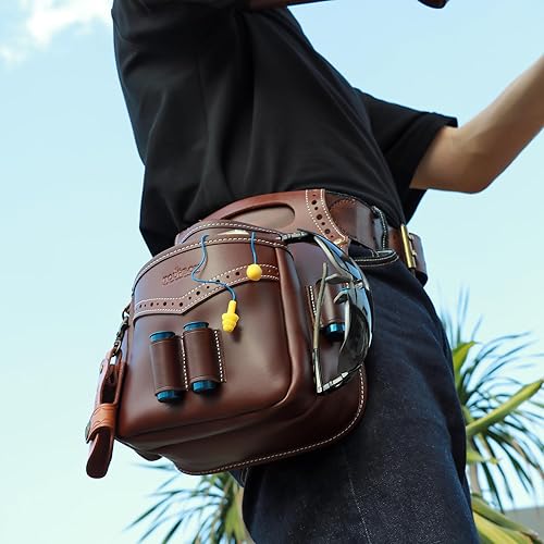 TOURBON Leather Ammo Holder Bag Waist Shotgun Shell Pouch for