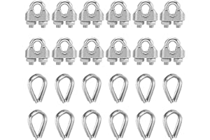 MECCANIXITY 12Set Wire Rope Cable Clip Clamps 1/8 Inch M3 Small 304 Stainless Steel U Bolt Saddle Fasteners Hardware with Thi