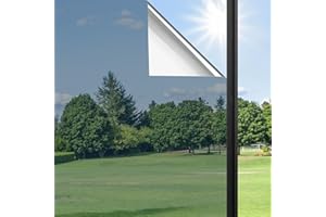 Haton Window Privacy Film One Way Window Tint for Home, Sun UV Blocking Heat Control Reflective Mirror Tinting Film See Out Not in Office Door Coverings, Silver 17.5" x 78.7"