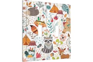 Wpshijia Forest Animals Cute Cartoon 2 Gang Light Switch Plate Cover Double Toggle Wall Plate Decorative Switchplate Electrical Faceplate for Nursery Kidsroom Bedroom Decor